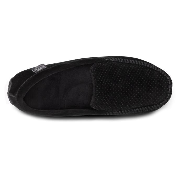 Isotoner Mens Perforated Suedette Moccasin Slipper Black Extra Image 4